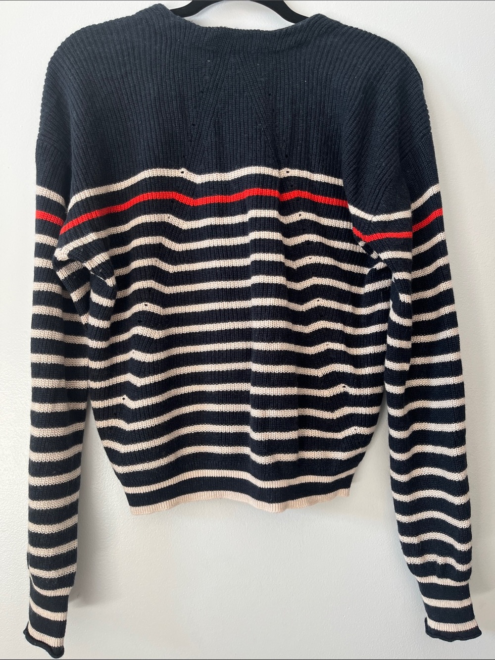 Rag & Bone Ann striped cardigan navy blue white red stripes Americana sweater - Picture 9 of 11